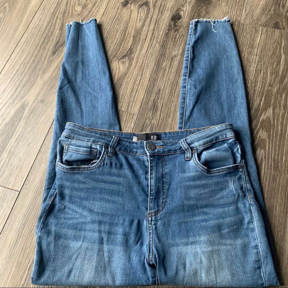 Kut from the Kloth Skinny Ankle Raw Hem Jeans Size 10